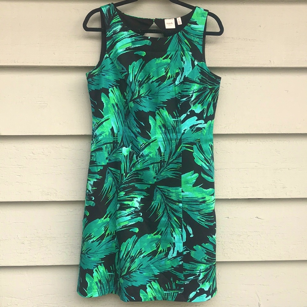 Rafaella weekend line black green floral dress size 8